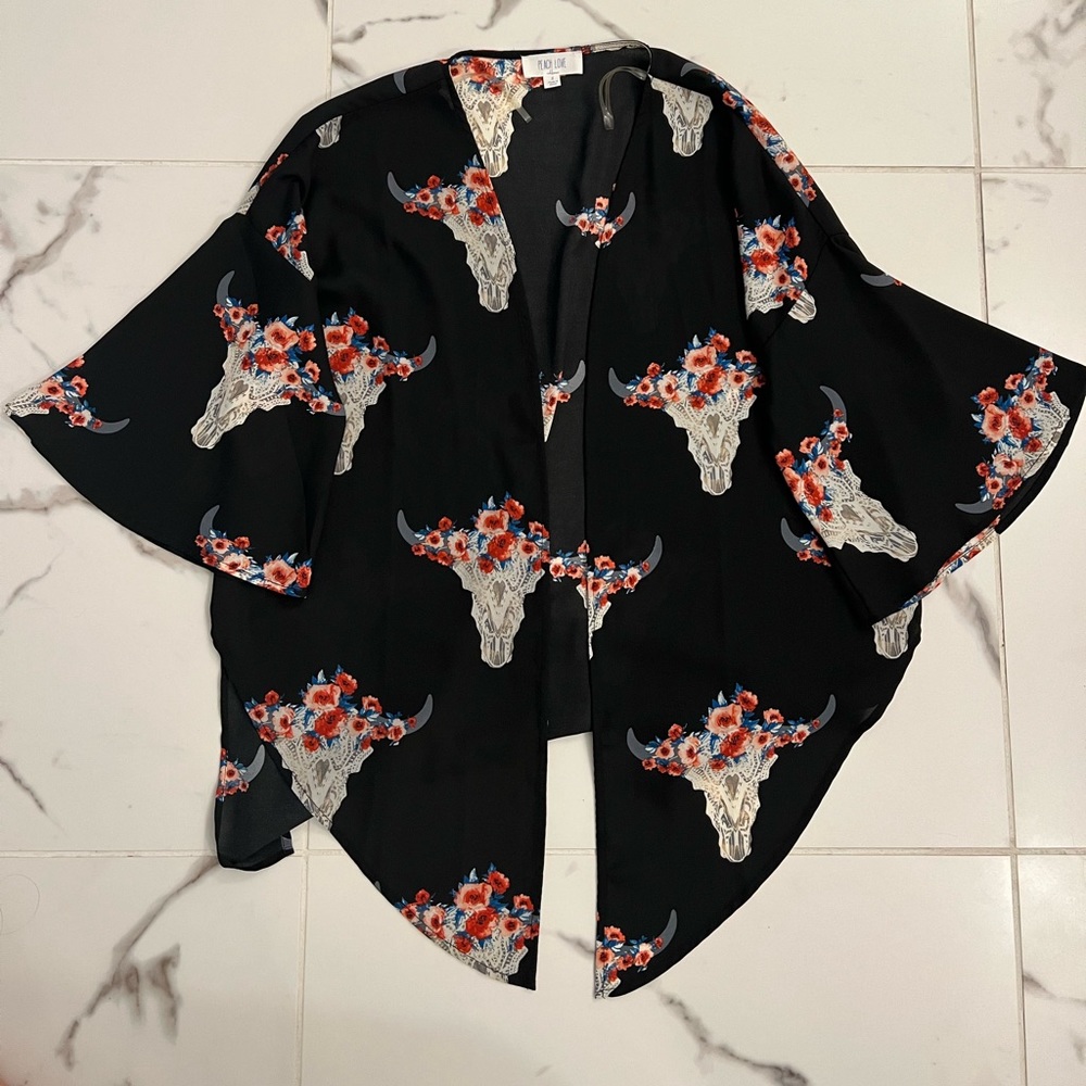 Flower Cow Skull Kimono